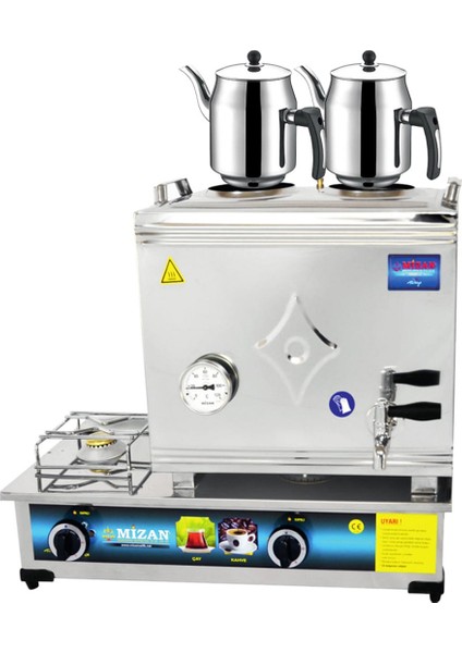 40 Lık Doğalgazlı 30 Litre 2 Demlikli Çay Kazanı Demlik Hediyeli