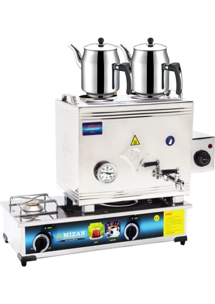 40 Lık Doğalgazlı Elektrikli 30 Litre 2 Demlikli Çay Kazanı Ocağı