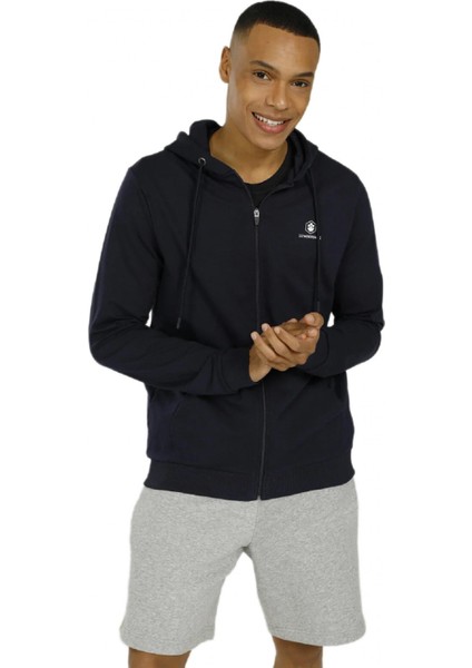 Full Zip Basic Erkek Lacivert Kapüşonlu Ceket