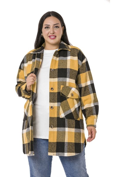 Büyük Beden Gömlek Yaka Eteği Oval Kesim Kapaklı Cepli Oduncu Ceket Gömlek fırsatları