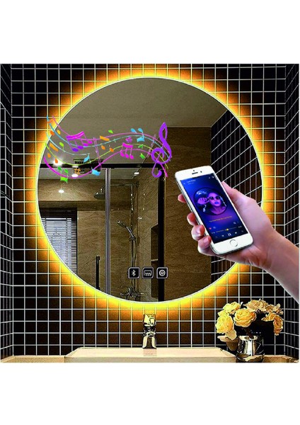 50 Cm Bluetoothlu Buğu Yapmayan Dokunmatik Tuşlu Günışığı Ledli Yuvarlak Banyo Aynası fiyatları