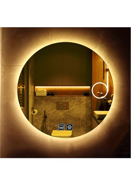 45 Cm Buğu Yapmayan Dokunmatik Tuşlu Makyaj Aynalı Günışığı Ledli Yuvarlak Banyo Aynası