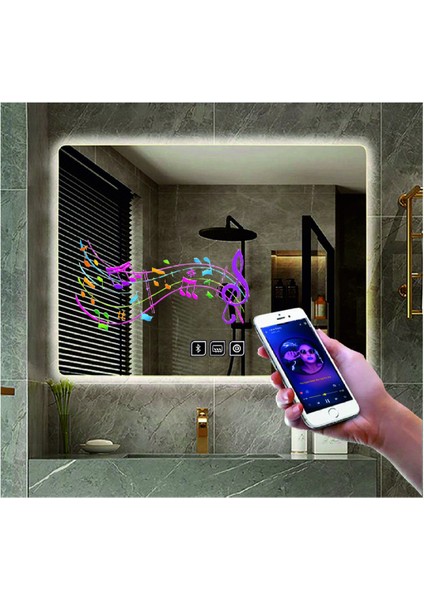 70x110 Cm Bluetoothlu Buğu Yapmayan Dokunmatik Beyaz Ledli Dikdörtgen Banyo Aynası fiyatları