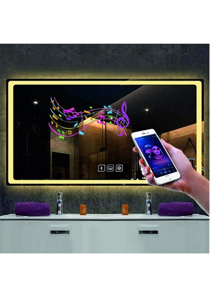 70x110 Cm Bluetoothlu Buğu Yapmayan Dokunmatik Günışığı Ledli Dikdörtgen Banyo Aynası fiyatları