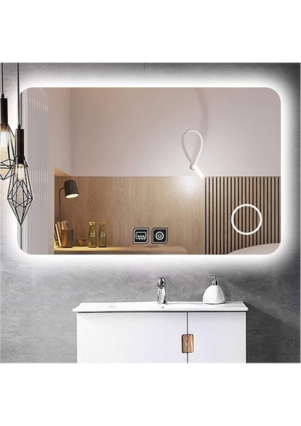 75x105 Cm Buğu Yapmayan Makyaj Aynalı Dokunmatik Beyaz Ledli Dikdörtgen Banyo Aynası fiyatları