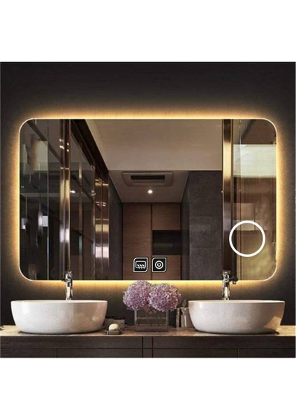 65x90 Cm Buğu Yapmayan Makyaj Aynalı Dokunmatik Günışığı Ledli Dikdörtgen Banyo Aynası