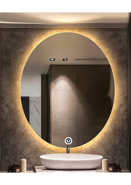 55x75 Cm Dokunmatik Tuşlu Günışığı Ledli Elips Banyo Aynası