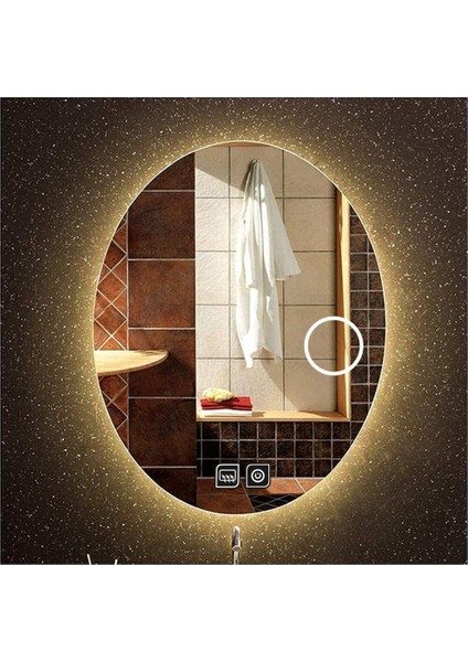 50xDnr-Mirror 70 cm Buğu Yapmayan Dokunmatik Tuşlu Makyaj Aynalı Günışığı Ledli Elips Banyo Aynası