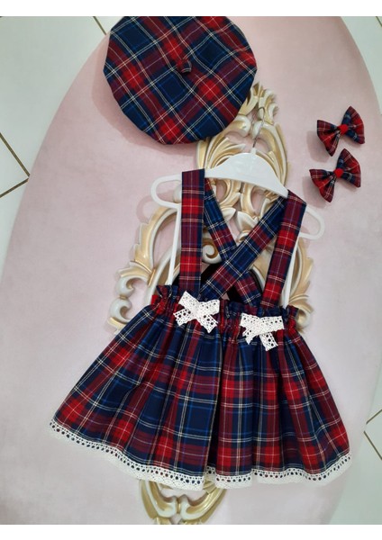 Kız Bebek Lacivert Ekoseli Salopet Takım fiyatları