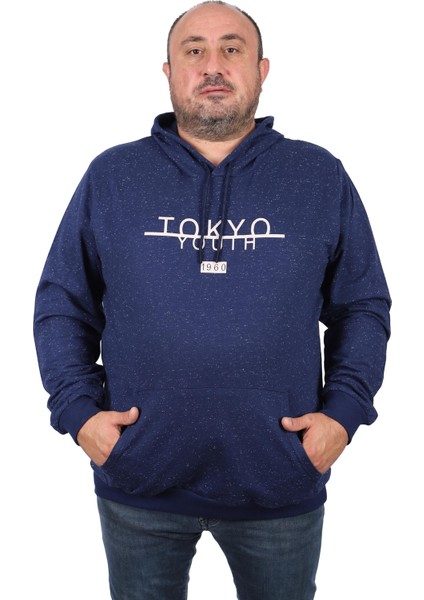 Büyük Beden Erkek Sweat Kapüsonlu Tokyo 22702-LACIVERT