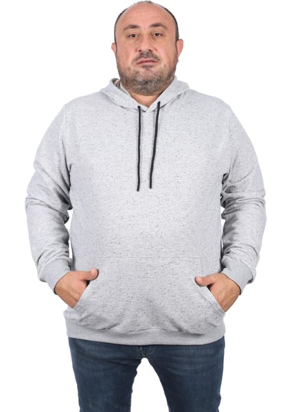 Büyük Beden Basic Kapüşonlu Sweat 22705-GRI