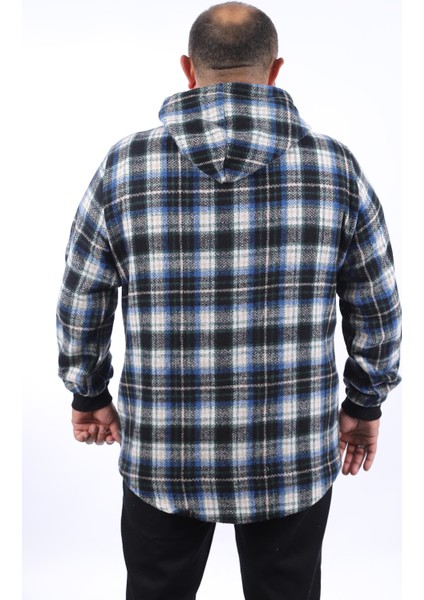 Büyük Beden Kapüşonlu Sweat Oduncu Çiftcep 22203-MAVI modelleri