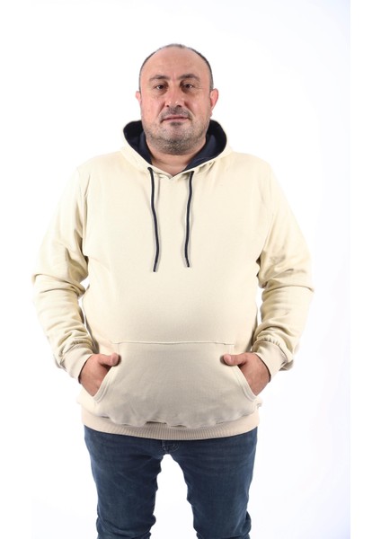 Büyük Beden Erkek Basic Sweat Kapüşonlu 11700-BEJ modelleri