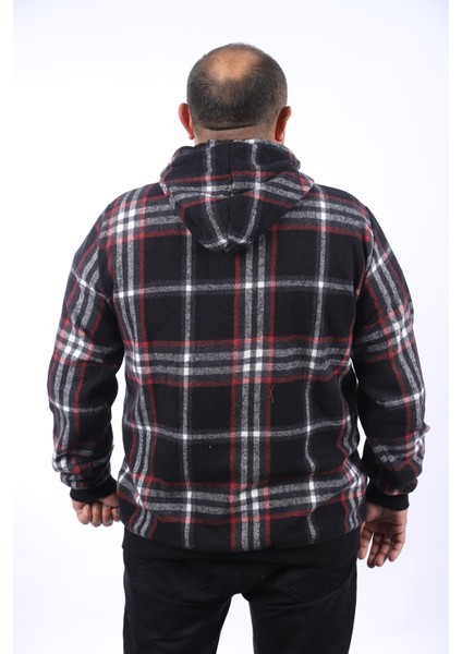 Kangaroo Pocket Oduncu Sweat-Gömlek Stripe 22209-SIYAH