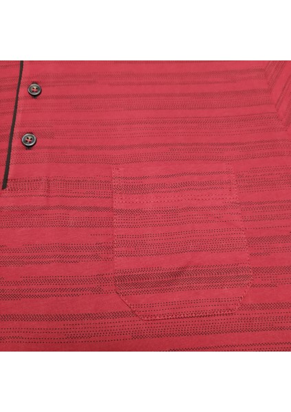 Erkek Pamuklu Polo Yaka Pijama Takım Bordo fırsatları