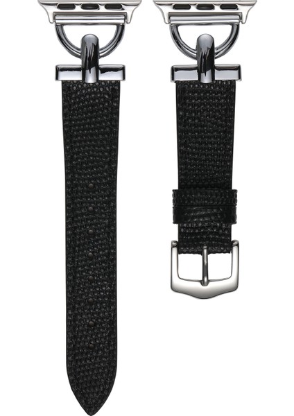 Apple Watch 44 mm Için Metal Uçlu Deri Kordon-Kayış Krd-53