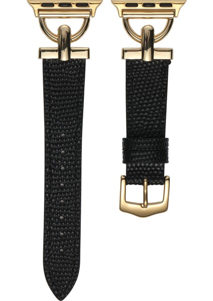 Apple Watch 7 45 mm Için Metal Uçlu Deri Kordon-Kayış Krd-53