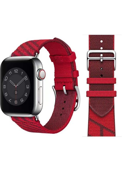 Apple Watch 7 45 mm Için Renkli Kumaş Desenli Krd-51 Kayış-Kordon