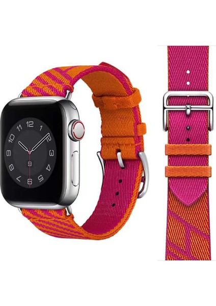 Apple Watch 7 45 mm Için Renkli Kumaş Desenli Krd-51 Kayış-Kordon