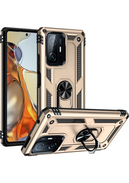 Xiaomi Mi 11T Kılıf Çift Katmanlı Yüzüklü Manyetik Vega Kapak