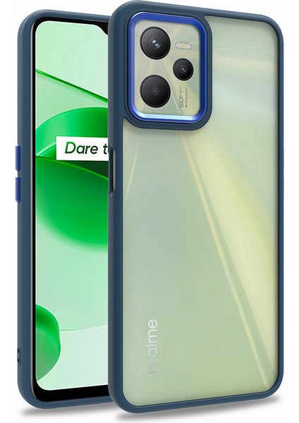 Realme C35 Kılıf Silikon Kenarlı Arkası Şeffaf Renkli Flora Kapak