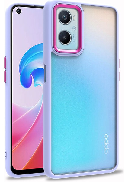 Oppo A96 Kılıf Silikon Kenarlı Arkası Şeffaf Renkli Flora Kapak