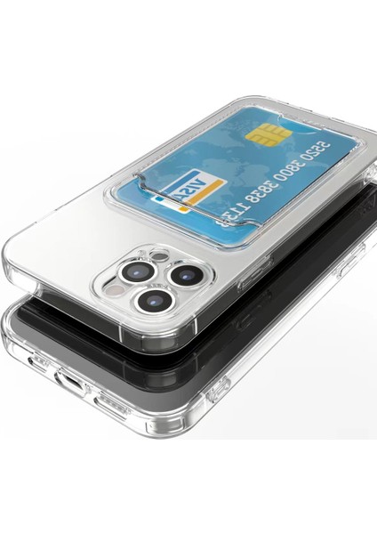 Apple iPhone 12 Pro Kılıf Kart Koymalı Kamera Korumalı Şeffaf Setra Silikon