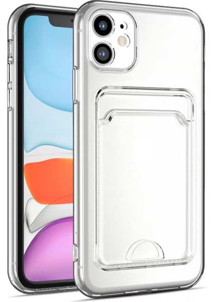 Apple iPhone 12 Kılıf Kart Koymalı Kamera Korumalı Şeffaf Setra Silikon