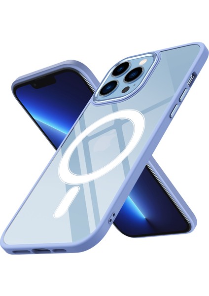 Apple iPhone 13 Pro Max Kılıf Parlak Kamera Korumalı Renkli Kenarlı Magsafeli Krom Kapak