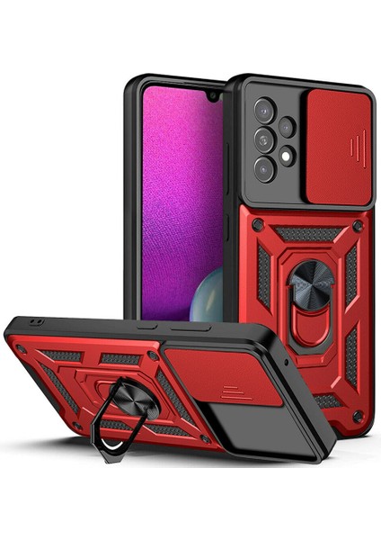 Samsung Galaxy A13 Kılıf Ultra Korumalı Yüzüklü Manyetik Sürgülü Vega Kapak