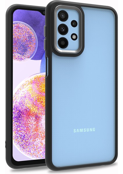 Samsung Galaxy A23 Kılıf Silikon Kenarlı Arkası Şeffaf Flora Kapak