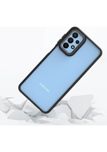 Samsung Galaxy A23 Kılıf Silikon Kenarlı Arkası Şeffaf Flora Kapak