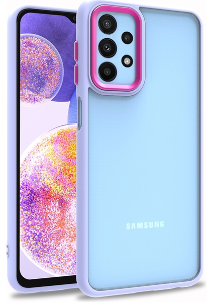 Samsung Galaxy A23 Kılıf Silikon Kenarlı Arkası Şeffaf Flora Kapak