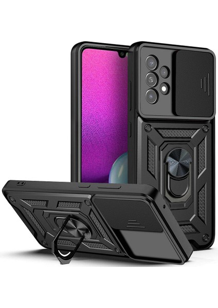 Samsung Galaxy A13 Kılıf Ultra Korumalı Yüzüklü Manyetik Sürgülü Vega Kapak