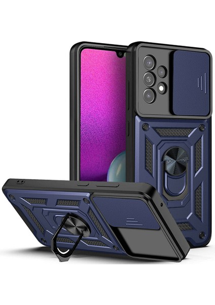 Samsung Galaxy A13 Kılıf Ultra Korumalı Yüzüklü Manyetik Sürgülü Vega Kapak