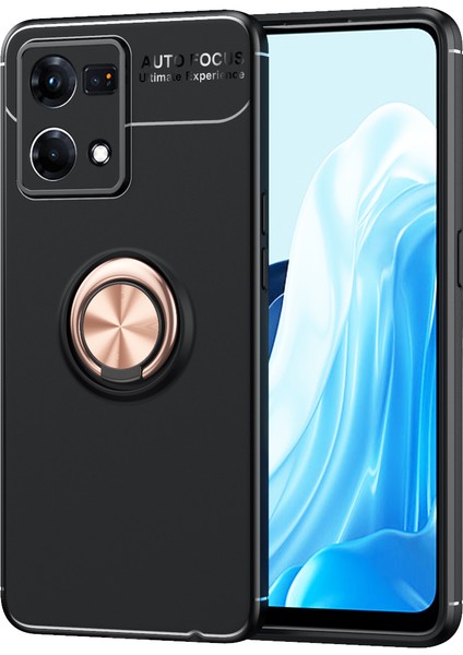 Oppo Reno 7 Kılıf Yüzüklü Manyetik Ravel Silikon