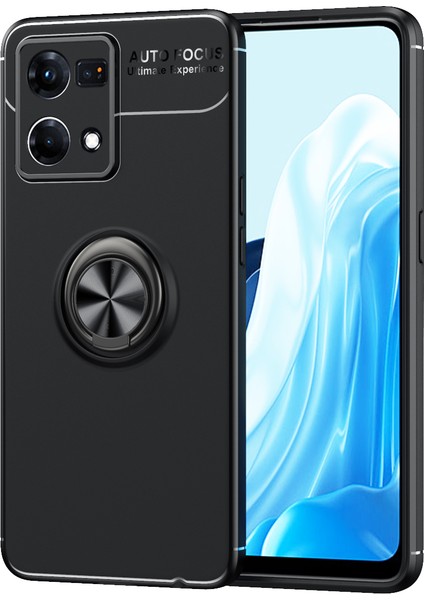 Oppo Reno 7 Kılıf Yüzüklü Manyetik Ravel Silikon