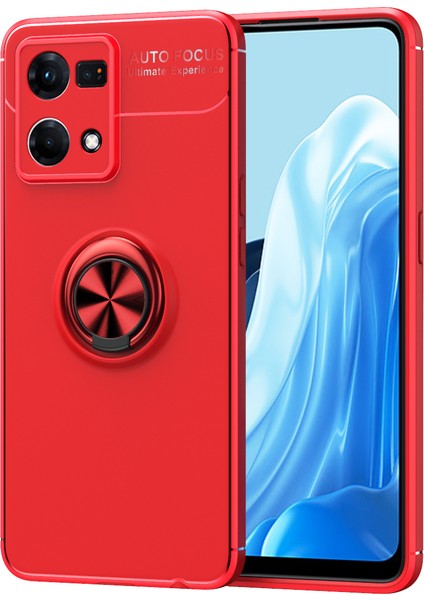 Oppo Reno 7 Kılıf Yüzüklü Manyetik Ravel Silikon