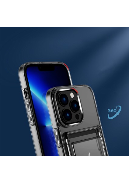 Apple iPhone 13 Pro Max Kılıf Ultra Korumalı Şeffaf Kart Koymalı Ensa Kapak