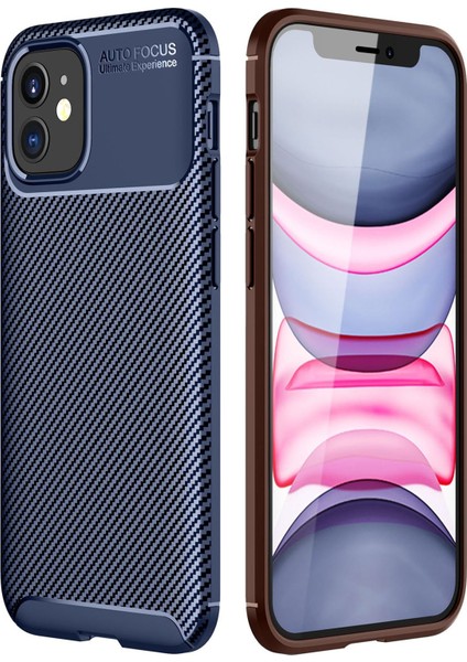 Apple iPhone 12 Mini Kılıf Rugged Armor Karbon Desenli Tam Koruma Silikon Kapak