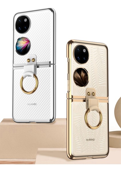 Huawei P50 Pocket Kılıf Renkli Kenarlı Yüzüklü Kıpta Kapak fırsatları