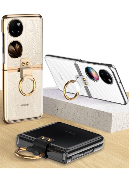 Huawei P50 Pocket Kılıf Renkli Kenarlı Yüzüklü Kıpta Kapak fiyatları