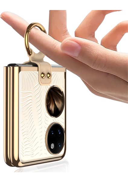 Huawei P50 Pocket Kılıf Renkli Kenarlı Yüzüklü Kıpta Kapak modelleri