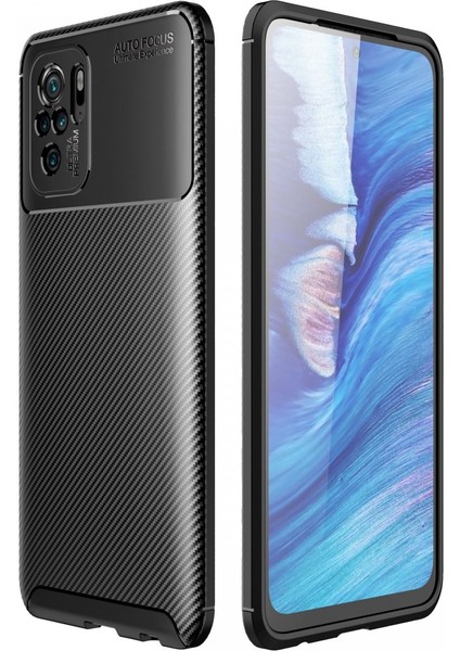 Xiaomi Redmi Note 10S Kılıf Rugged Armor Karbon Desenli Tam Koruma Silikon Kapak
