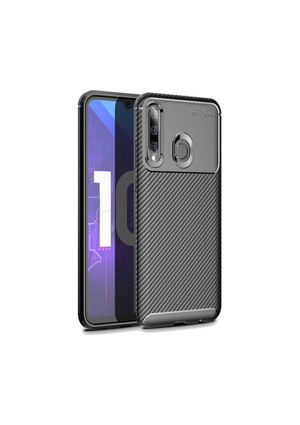 Huawei Honor 20 Lite Kılıf Rugged Armor Karbon Desenli Tam Koruma Silikon Kapak