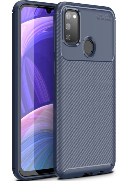 Samsung Galaxy M21 Kılıf Rugged Armor Karbon Desenli Tam Koruma Silikon Kapak