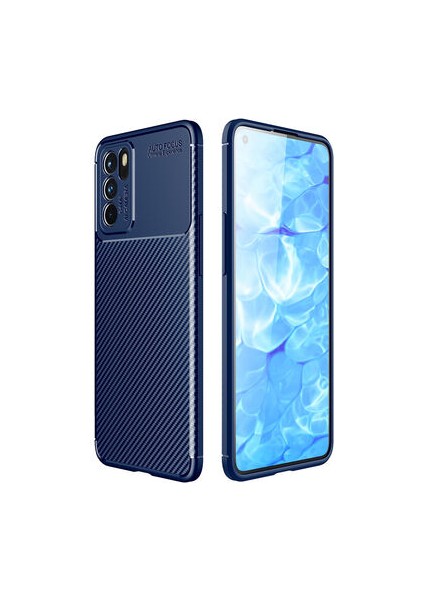 Oppo Reno 6 4g Kılıf Rugged Armor Karbon Desenli Tam Koruma Silikon Kapak