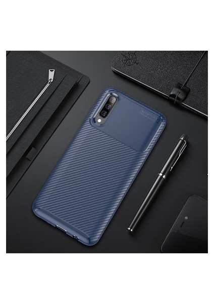 Galaxy A30S Kılıf Rugged Armor Karbon Desenli Tam Koruma Silikon Kapak