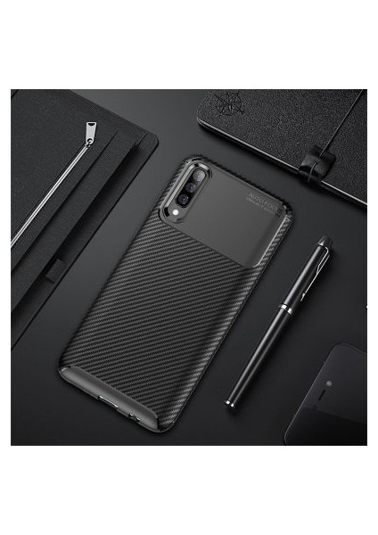 Galaxy A30S Kılıf Rugged Armor Karbon Desenli Tam Koruma Silikon Kapak