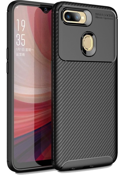 Oppo Ax7 Kılıf Rugged Armor Karbon Desenli Tam Koruma Silikon Kapak